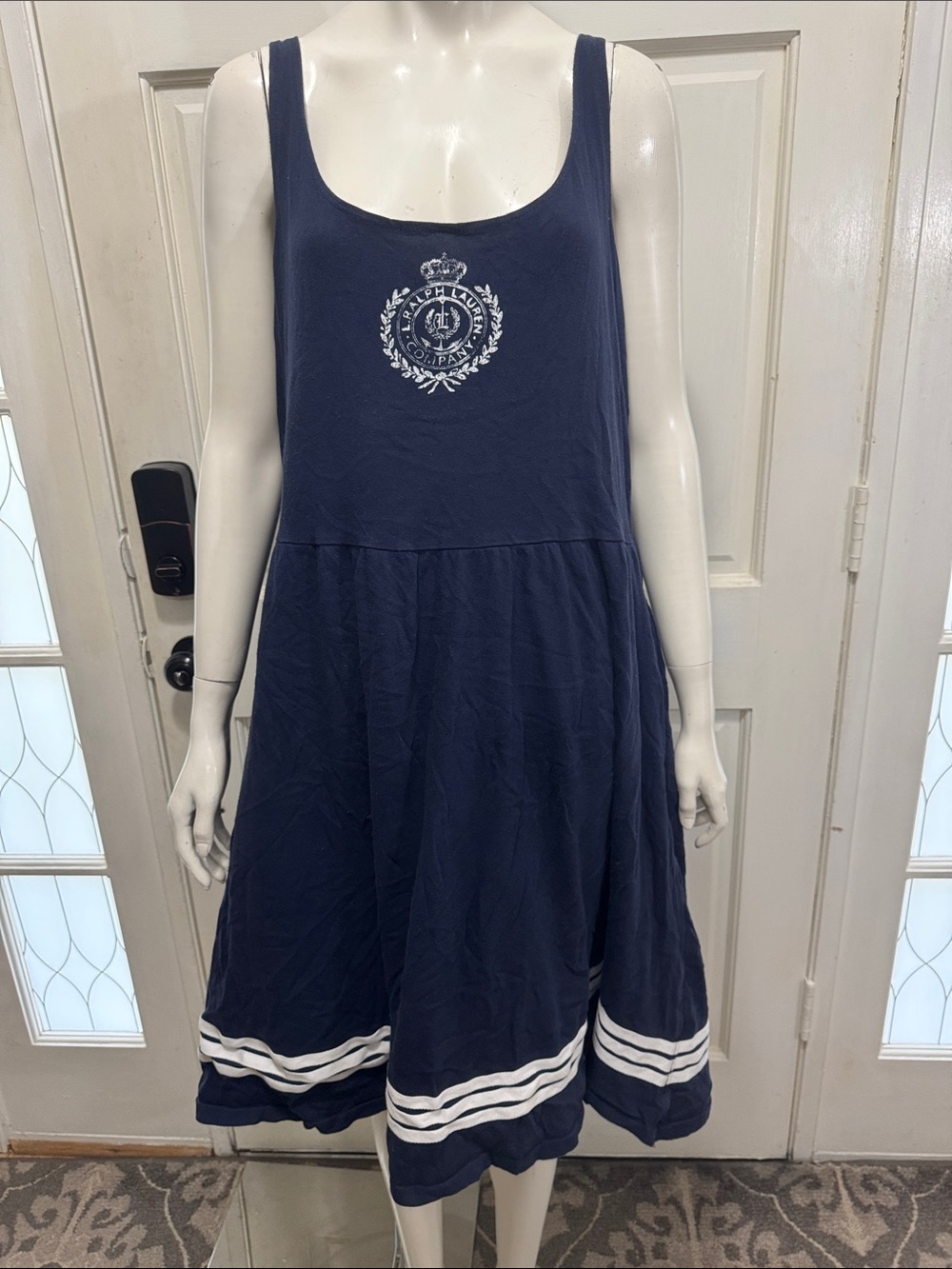 Ralph Lauren Jeans Co.Nautical Sleeveless Casual Flared dress Size Large A3